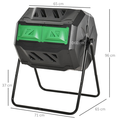 outsunny-160l-tumbling-compost-bin-outdoor-dual-chamber-360-rotating-composter-w-sliding-doors-solid-steel-frame-black