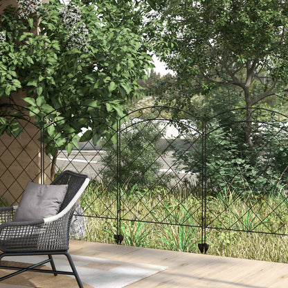 outsunny-steel-decorative-swirls-outdoor-picket-fence-panels-set-of-4-black