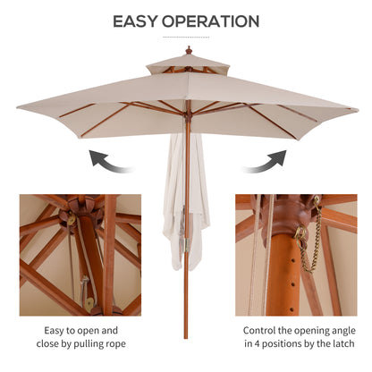 outsunny-beige-parasol-patio-3x3m-double-tier-garden-sun-umbrella-sunshade-outdoor-wood-wooden-canopy-tier