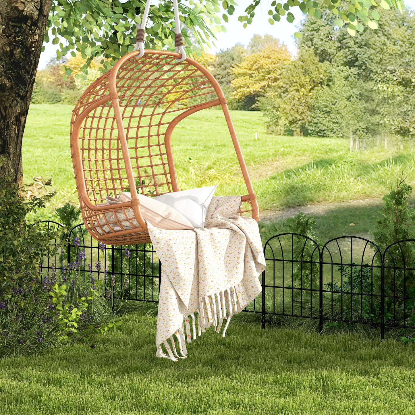 outsunny-metal-decorative-outdoor-picket-fence-panels-set-of-8-black