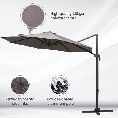 outsunny-3m-roma-umbrella-sun-shade-cantilever-hanging-parasol-w-cross-base-hand-crank-aluminium-frame-360-rotation-grey