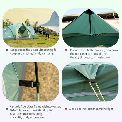 outsunny-5-6-man-dome-camping-tent-hiking-shelter-uv-protection-3000mm-water-resistant-tunnel-tent-dark-green