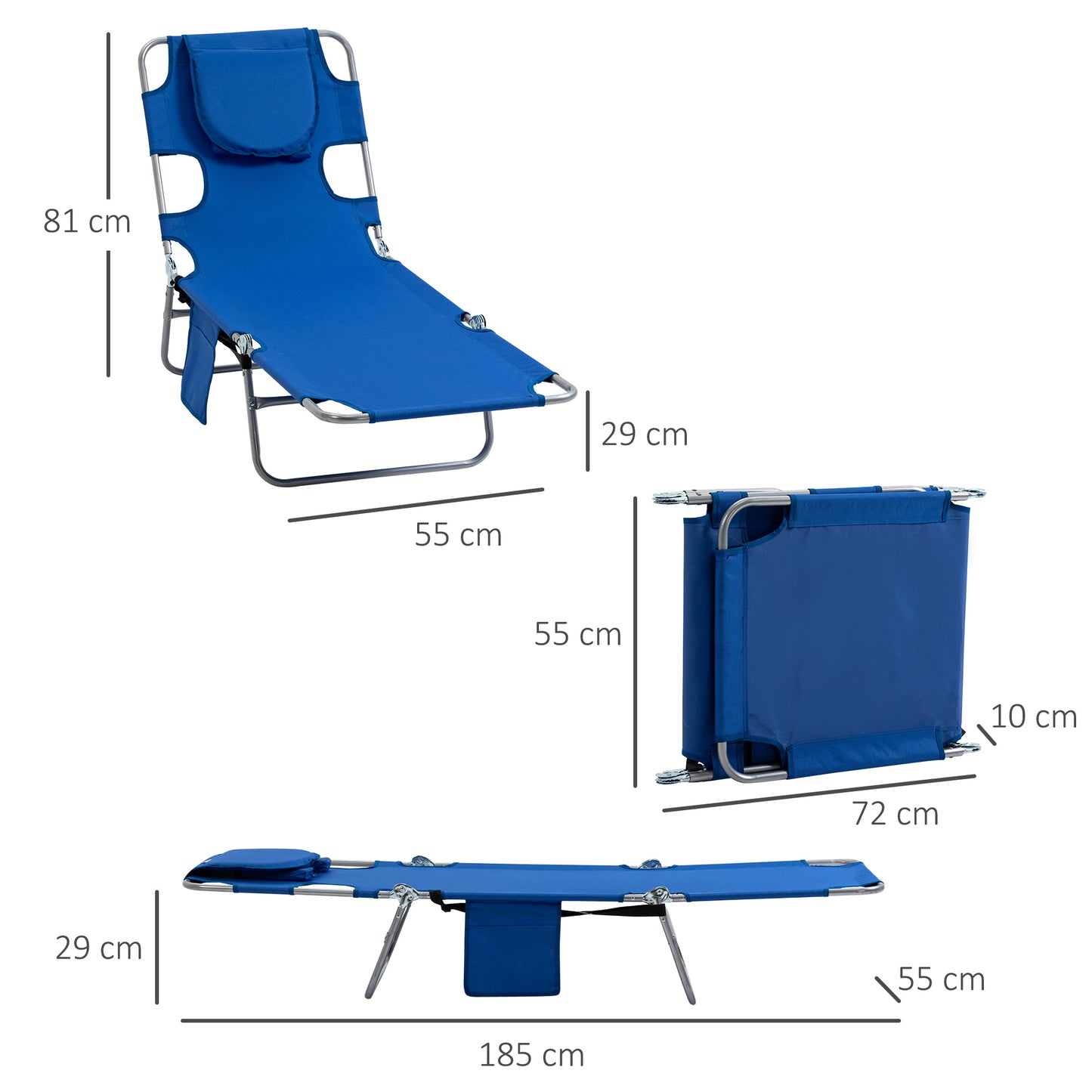 outsunny-2-pieces-foldable-sun-lounger-with-reading-hole-portable-sun-lounger-with-5-level-adjustable-backrest-reclining-lounge-chair-with-side-pocket-headrest-pillow-blue