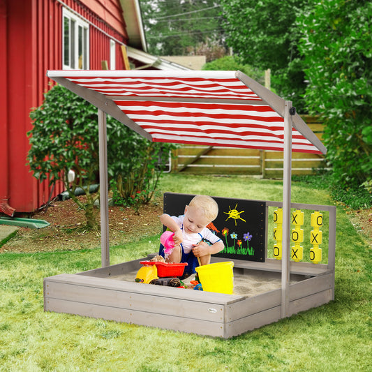 outsunny-kids-wooden-sandpit-sandbox-with-canopy-seats-for-gardens-grey