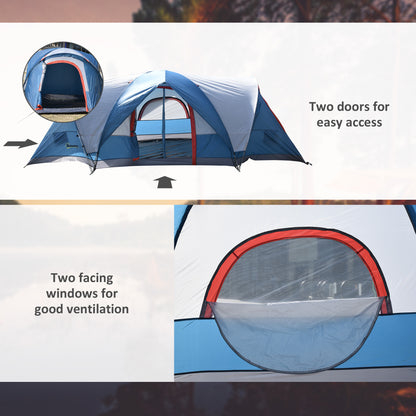 outsunny-3-4-man-camping-tent-with-2-rooms-dome-tent-with-2-doors-portable-carry-bag-uv-protection-for-fishing-hiking-blue
