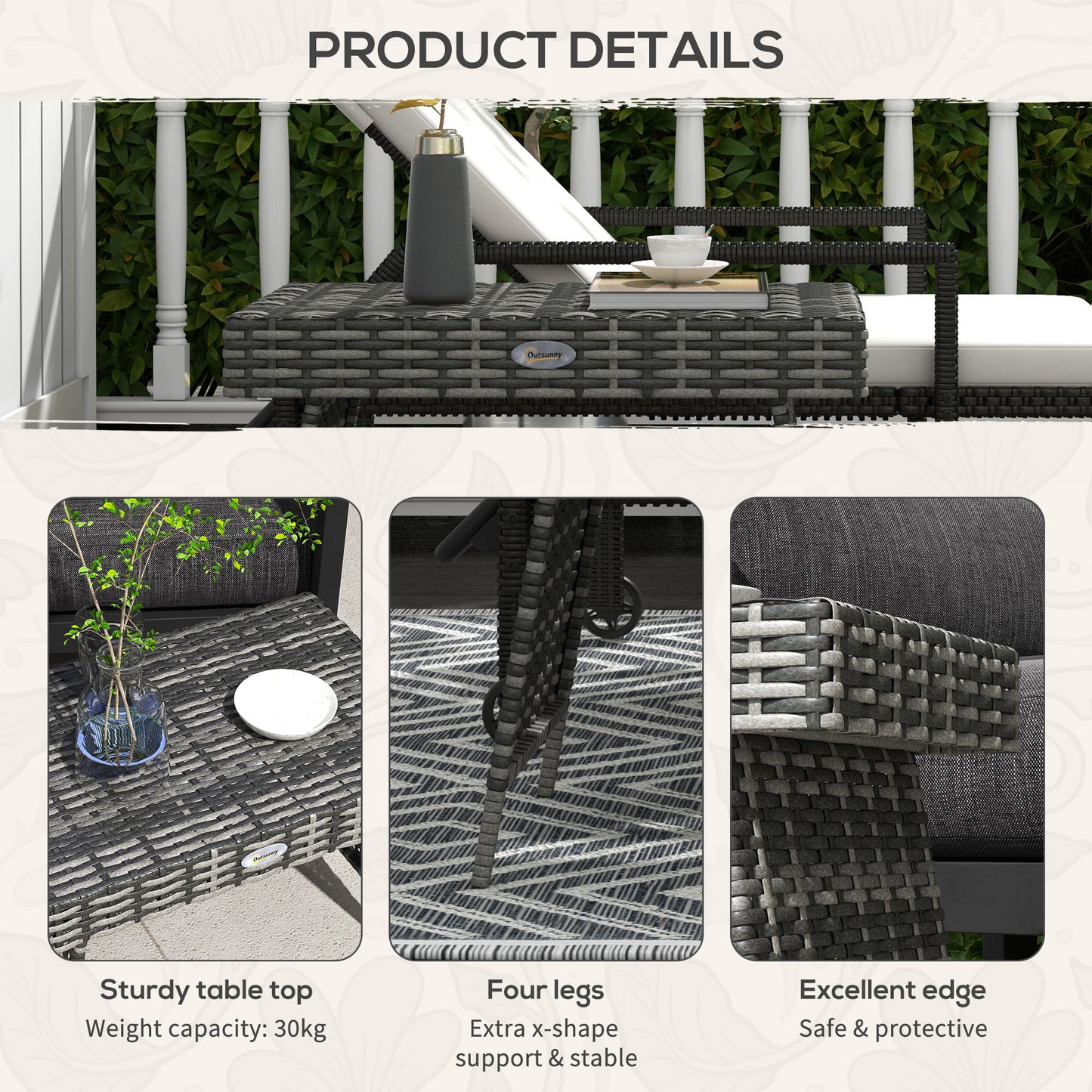 outsunny-foldable-outdoor-coffee-table-metal-frame-rattan-side-table-coffee-table-side-table-for-lawn-garden-mixed-grey