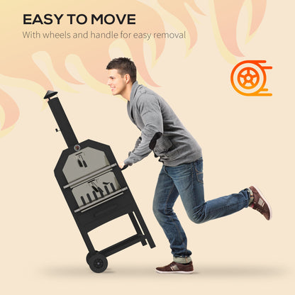 outsunny-steel-3-tier-outdoor-pizza-oven-charcoal-bbq-grill-black