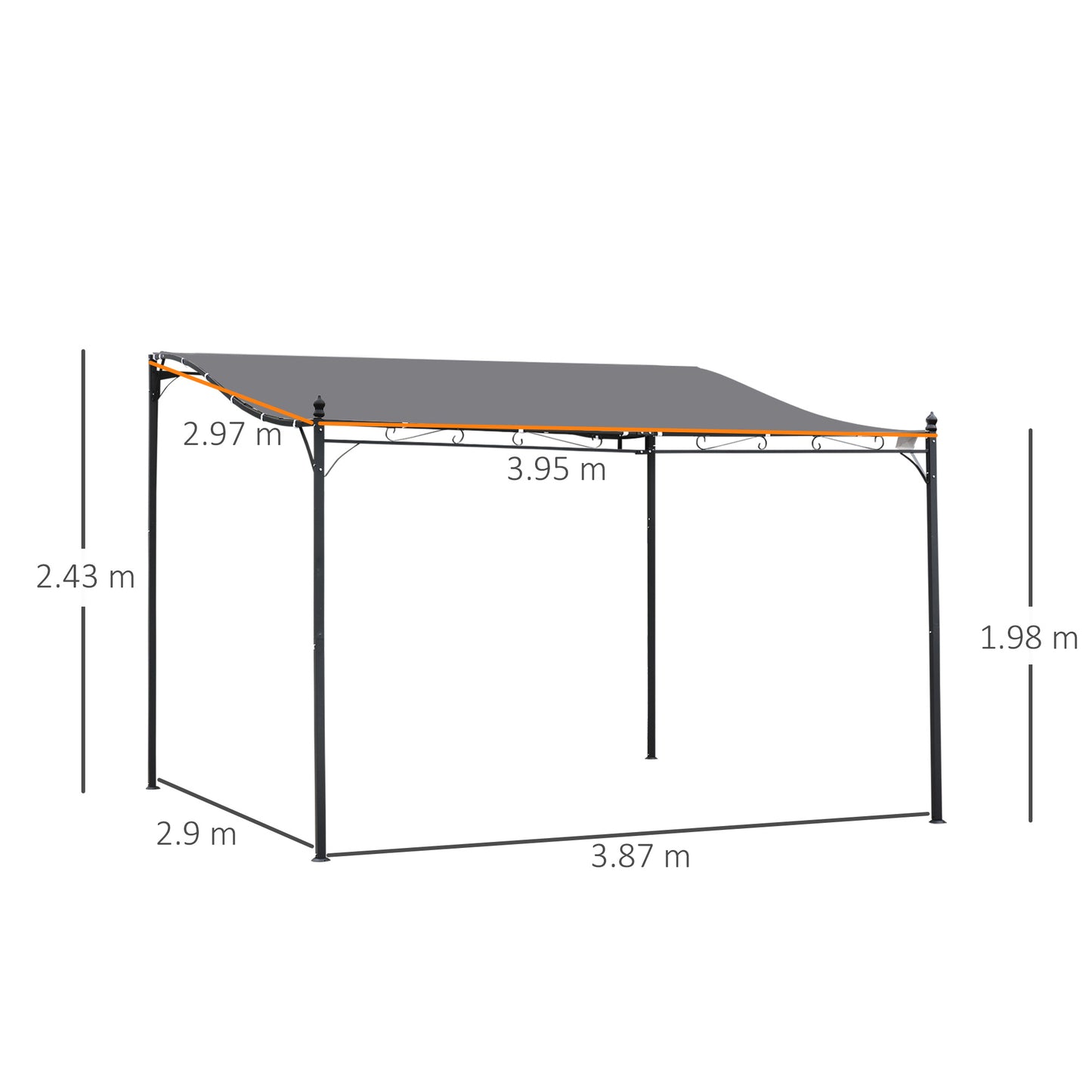 outsunny-4-x-3-meters-canopy-metal-wall-gazebo-awning-garden-marquee-shelter-door-porch-grey