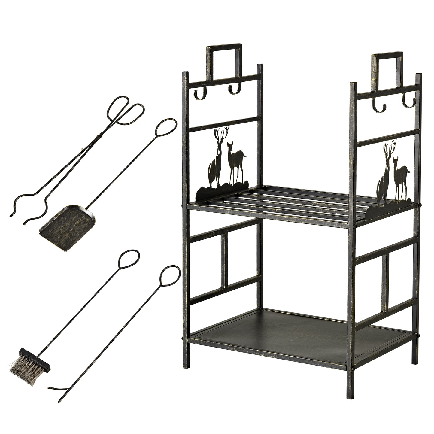 outsunny-2-layer-heavy-duty-firewood-rack-wood-log-fireplace-stacker-w-4-tools-gold