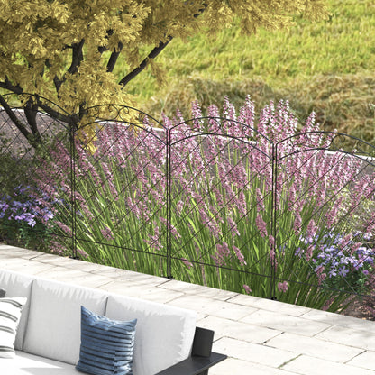 outsunny-steel-decorative-swirls-outdoor-picket-fence-panels-set-of-4-black