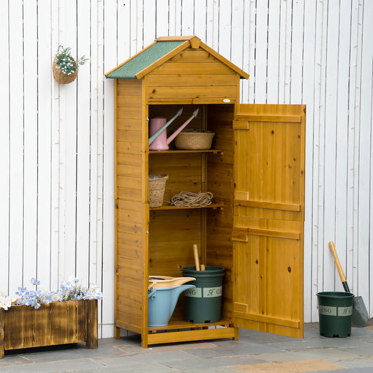 outsunny-wooden-garden-storage-shed-utility-gardener-cabinet-w-3-shelves-and-2-door-191-5cm-x-79cm-x-49cm-natural-wood-effect
