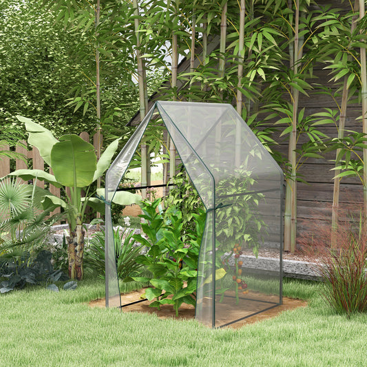 outsunny-mini-greenhouse-garden-tomato-growhouse-with-2-zipped-doors-portable-indoor-outdoor-green-house-90-x-90-x-145cm-clear