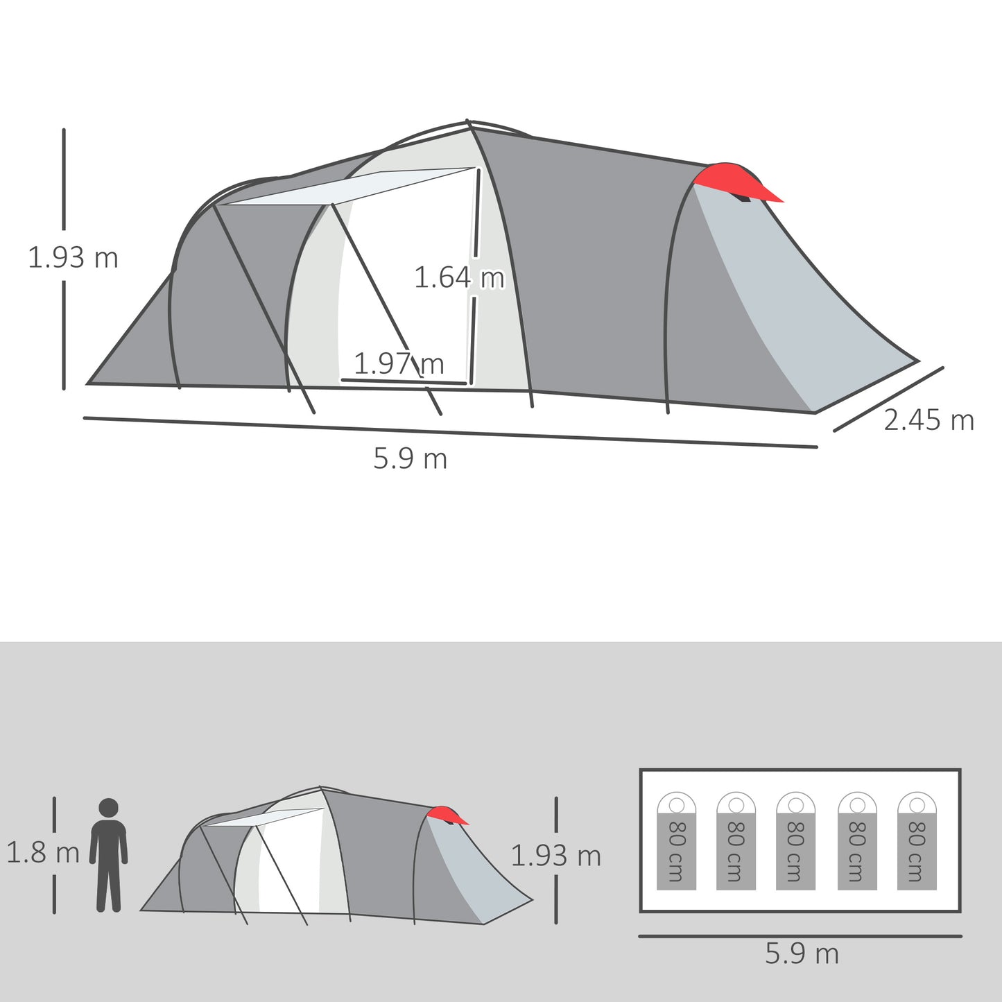 outsunny-4-6-man-tunnel-tent-with-2-bedroom-living-area-and-vestibule-large-camping-tent-2000mm-waterproof-uv50-portable-with-bag-for-fishing
