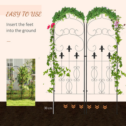 outsunny-metal-trellis-set-of-2-garden-trellis-for-climbing-plants-support-frames-scrolls-design