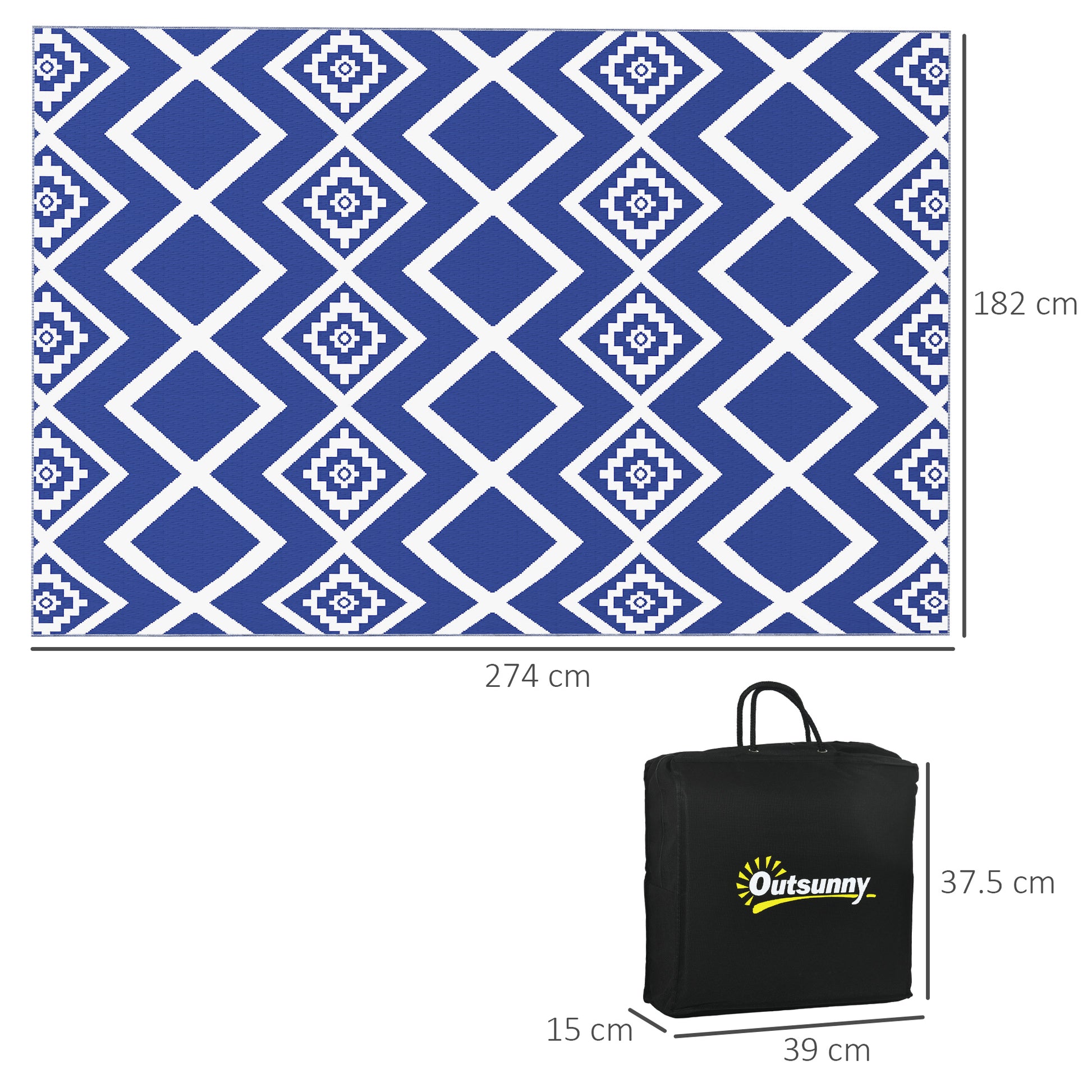 outsunny-plastic-straw-reversible-rv-outdoor-rug-with-carry-bag-182-x-274cm-blue-and-white