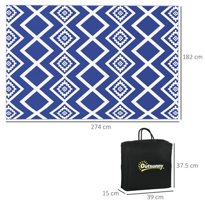 outsunny-plastic-straw-reversible-rv-outdoor-rug-with-carry-bag-182-x-274cm-blue-and-white