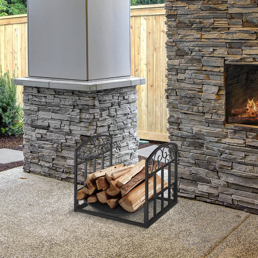 outsunny-wrought-iron-inner-arced-wood-log-holder-indoor-outdoor-storage-shelf-w-elegant-scrolls-rust-resistant-stacker-black