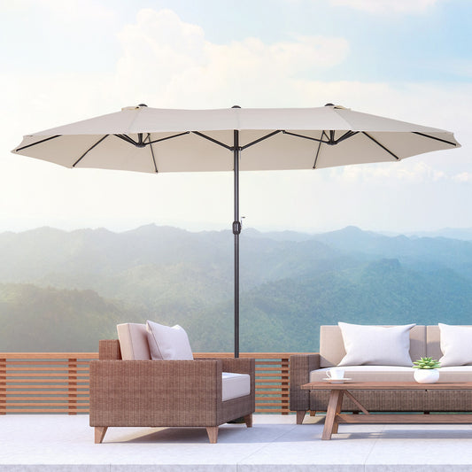 outsunny-4-6m-garden-parasol-double-sided-sun-umbrella-patio-market-shelter-canopy-shade-outdoor-beige-no-base