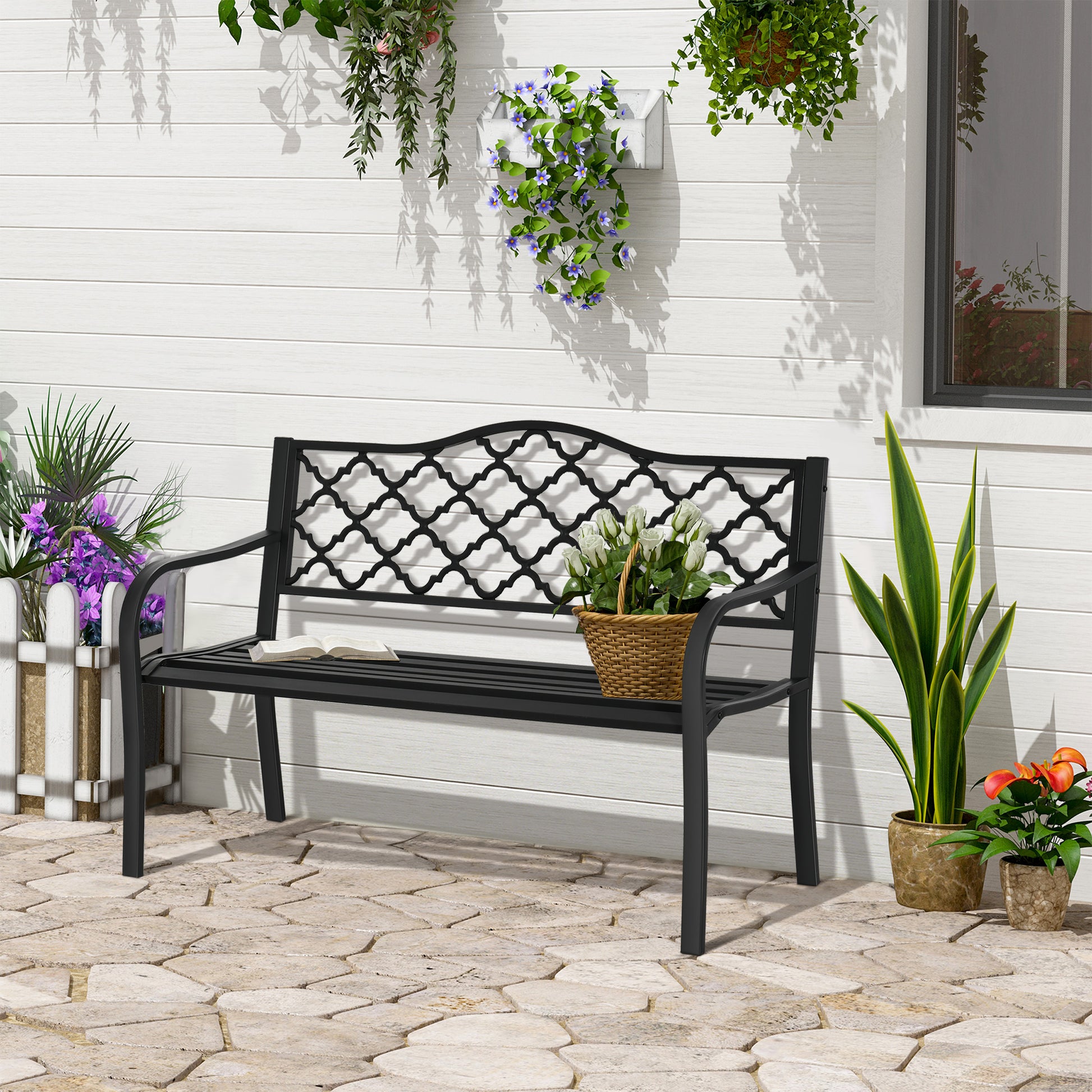 outsunny-2-seater-outdoor-garden-bench-cast-iron-antique-park-loveseat-chair-with-armrest-for-yard-lawn-porch-patio-steel