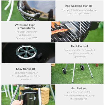 outsunny-charcoal-bbq-portable-kettle-bbq-charcoal-grill-outdoor-barbecue-picnic-party-camping-w-wheels