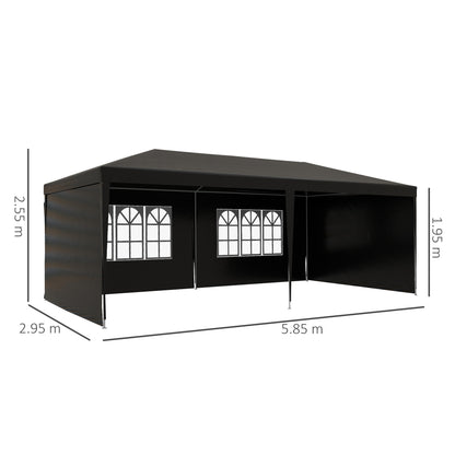 outsunny-6-x-3-m-party-tent-gazebo-marquee-outdoor-patio-canopy-shelter-with-windows-and-side-panels-black