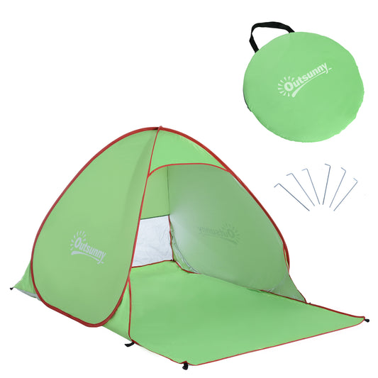 outsunny-2-3-person-pop-up-tent-beach-tent-hiking-uv-30-protection-patio-sun-shelter-green