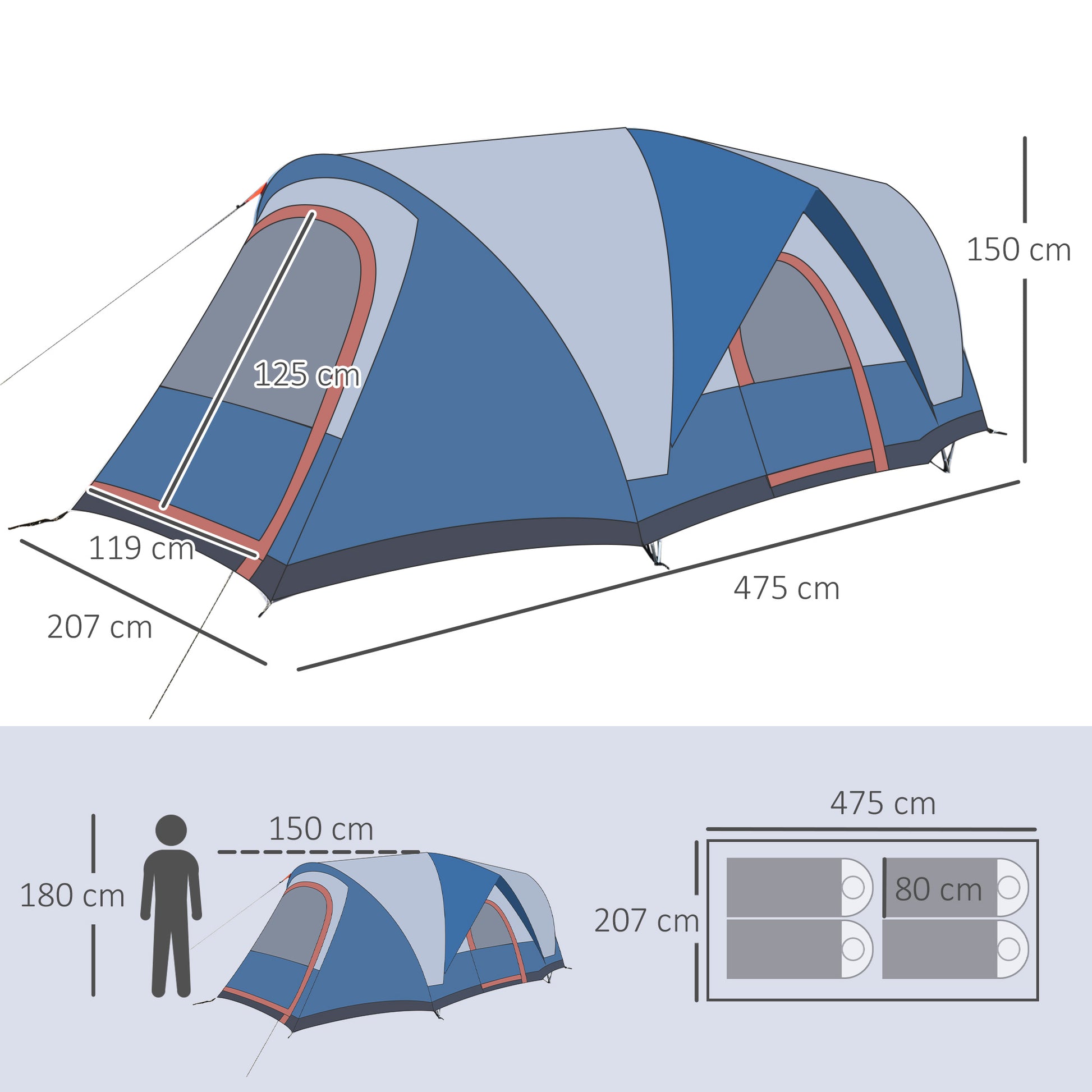 outsunny-3-4-man-camping-tent-with-2-rooms-dome-tent-with-2-doors-portable-carry-bag-uv-protection-for-fishing-hiking-blue