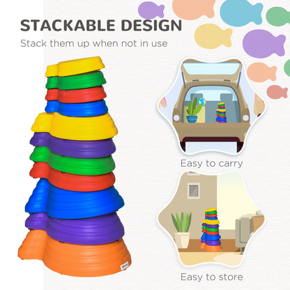 outsunny-kids-balance-stepping-stones-11-piece-fish-shape-non-slip-obstacle-course-stackable-balance-blocks-exercise-toddler-balance-multicoloured