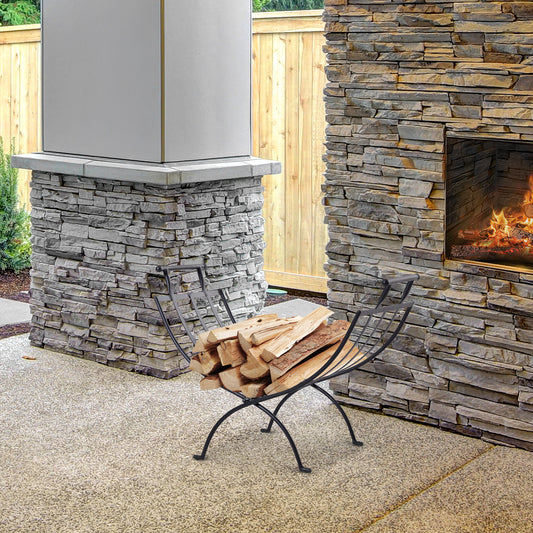 outsunny-folding-wood-log-holder-fireplace-storage-rack-matte-metal-elevated-indoor-outdoor-45x35cm-black