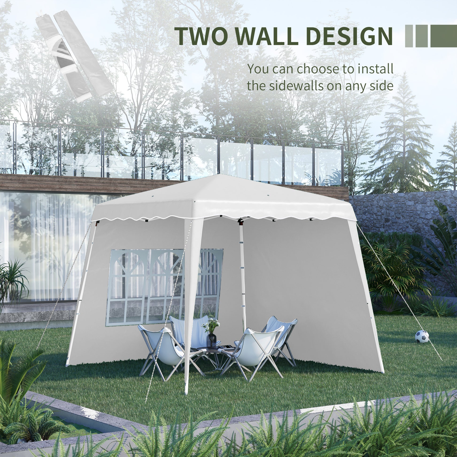outsunny-2-9-x-2-9m-pop-up-gazebo-with-2-sides-slant-legs-and-carry-bag-height-adjustable-uv50-party-tent-event-shelter-for-garden-patio-white