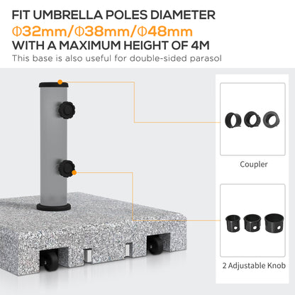 outsunny-granite-parasol-base-28kg-heavy-duty-square-umbrella-stand-with-wheels-retractable-handle-stainless-steel-tube-grey