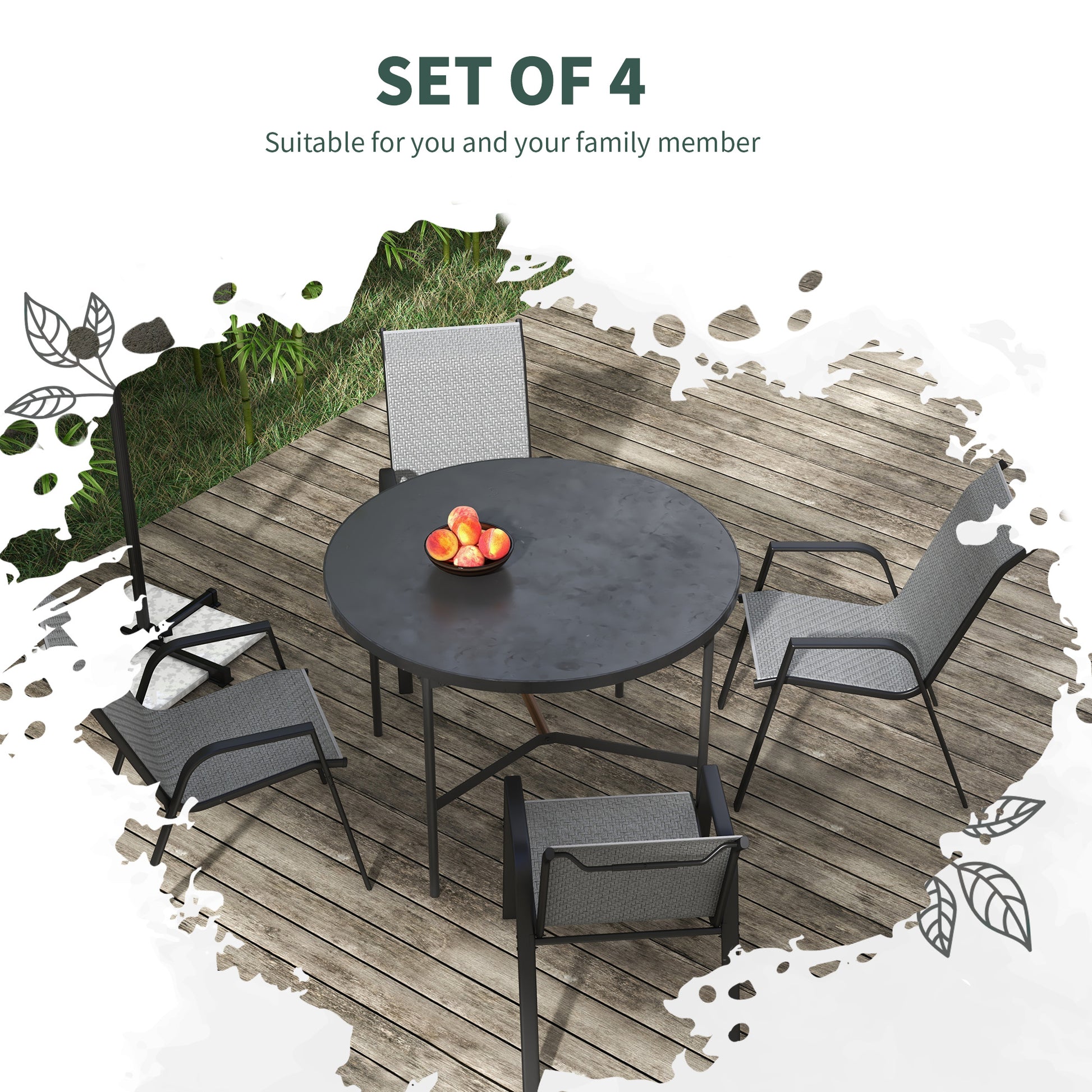 outsunny-stackable-outdoor-rattan-chairs-set-of-4-with-armrests-and-backrest-grey