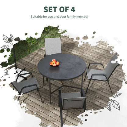 outsunny-stackable-outdoor-rattan-chairs-set-of-4-with-armrests-and-backrest-grey