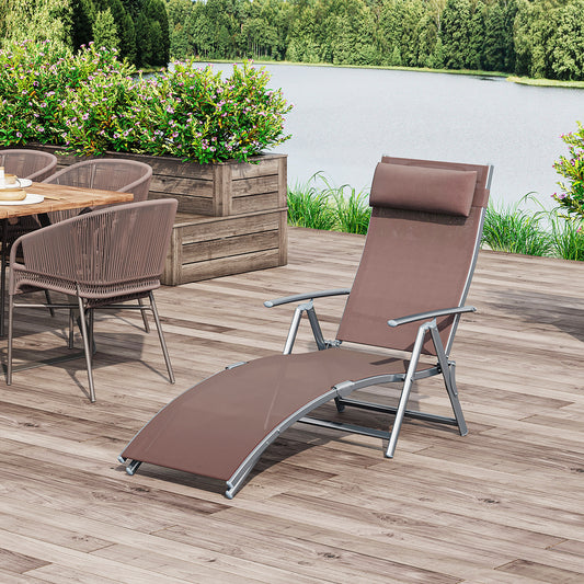 outsunny-patio-sun-lounger-garden-texteline-foldable-reclining-chair-w-pillow-outdoor-adjustable-recliner-brown