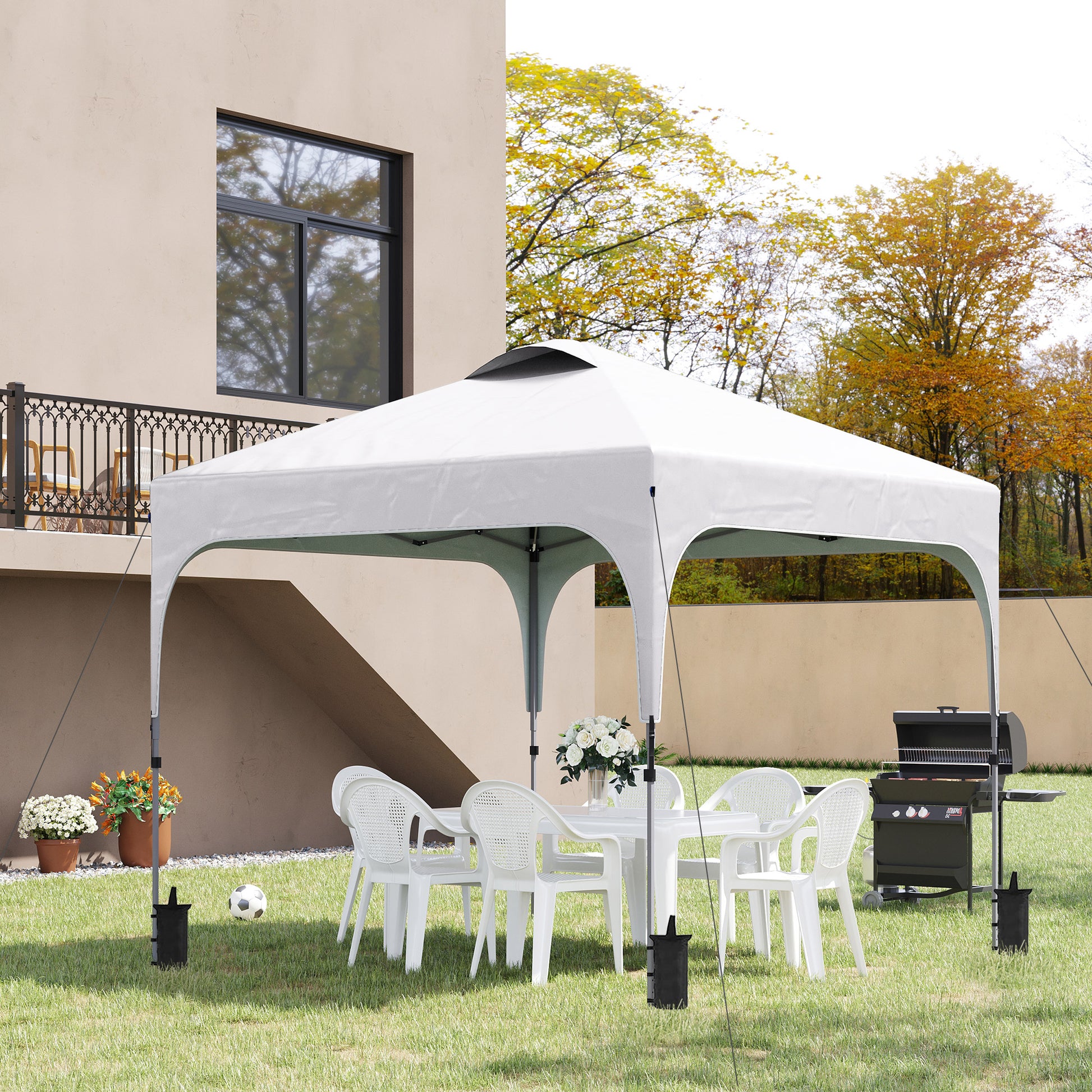 outsunny-3-x-3-m-pop-up-gazebo-foldable-canopy-tent-with-carry-bag-with-wheels-and-4-leg-weight-bags-for-outdoor-garden-patio-party-white