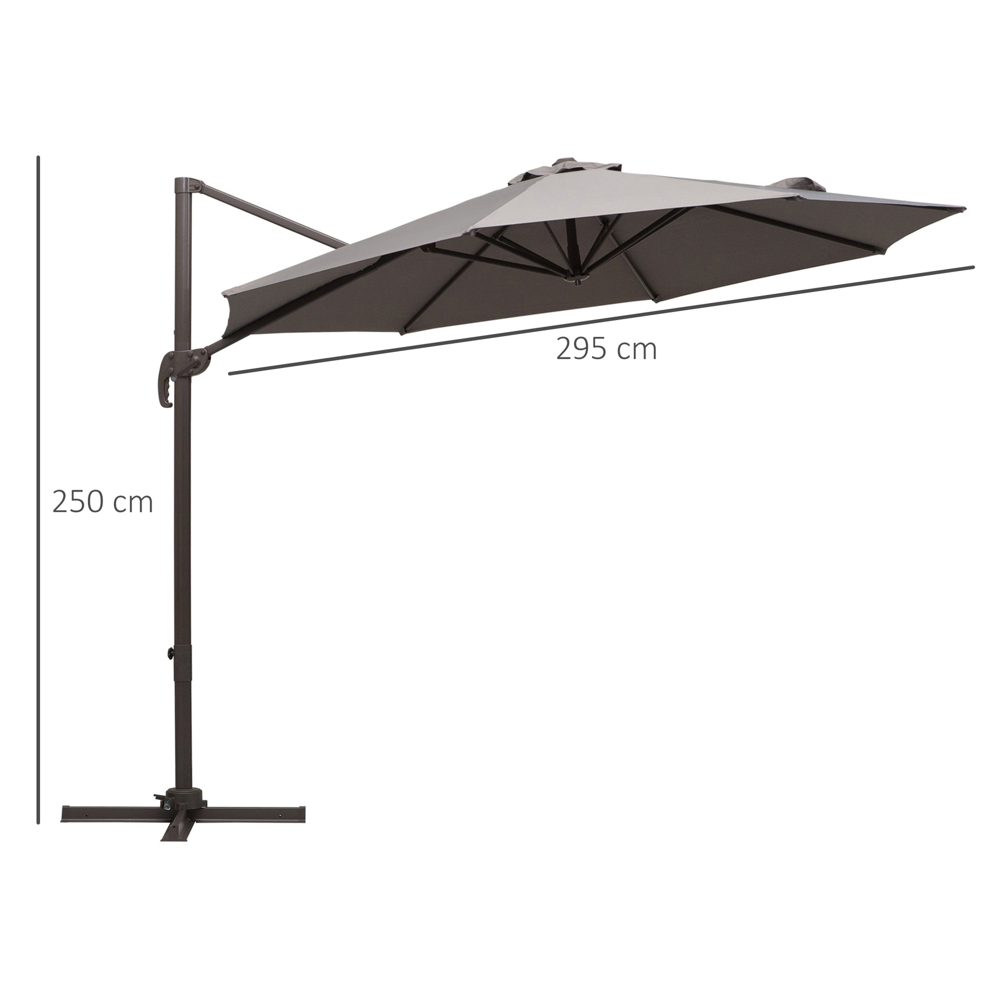 outsunny-3m-roma-umbrella-sun-shade-cantilever-hanging-parasol-w-cross-base-hand-crank-aluminium-frame-360-rotation-grey