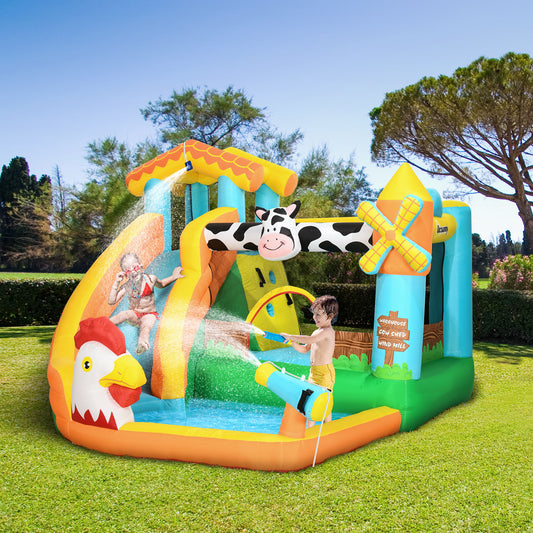 outsunny-5-in-1-kids-bounce-castle-farm-style-inflatable-house-with-slide-trampoline-pool-water-cannon-climbing-wall-inflator-carry-bag-for-ages-3-8