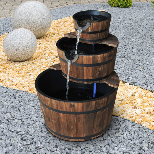 outsunny-wooden-water-pump-fountain-cascading-feature-barrel-garden-deck-3-tier