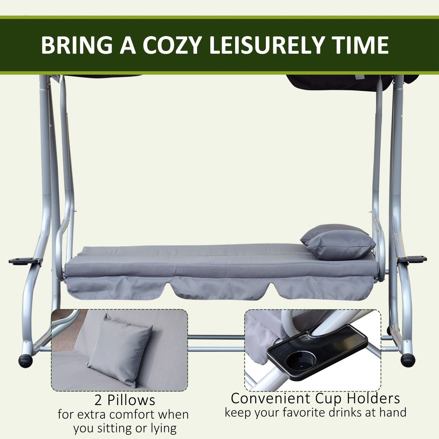 outsunny-2-in-1-garden-swing-seat-bed-3-seater-swing-chair-hammock-bench-bed-with-tilting-canopy-and-2-cushions-grey