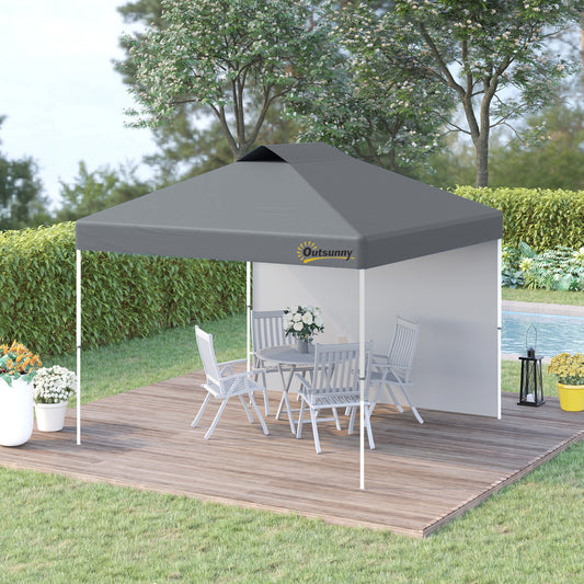 outsunny-3x3m-pop-up-gazebo-tent-with-1-sidewall-roller-bag-adjustable-height-event-shelter-tent-for-garden-patio-grey