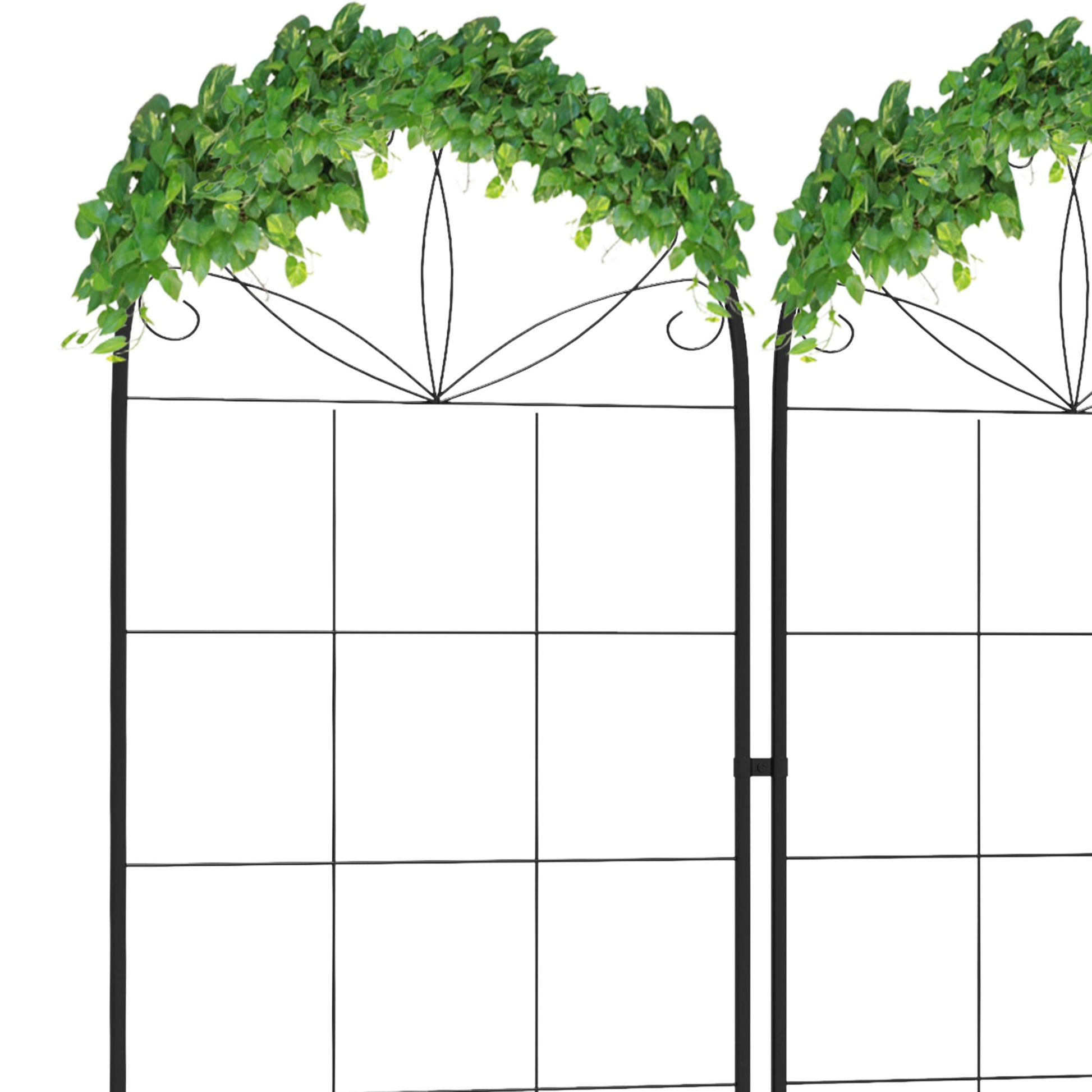 outsunny-metal-trellis-set-of-2-garden-trellis-for-climbing-plants-support-frames-grid-design