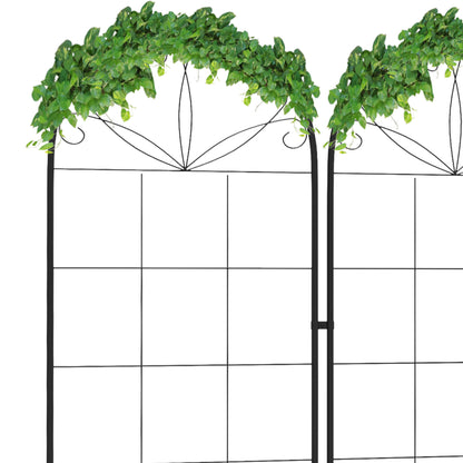 outsunny-metal-trellis-set-of-2-garden-trellis-for-climbing-plants-support-frames-grid-design