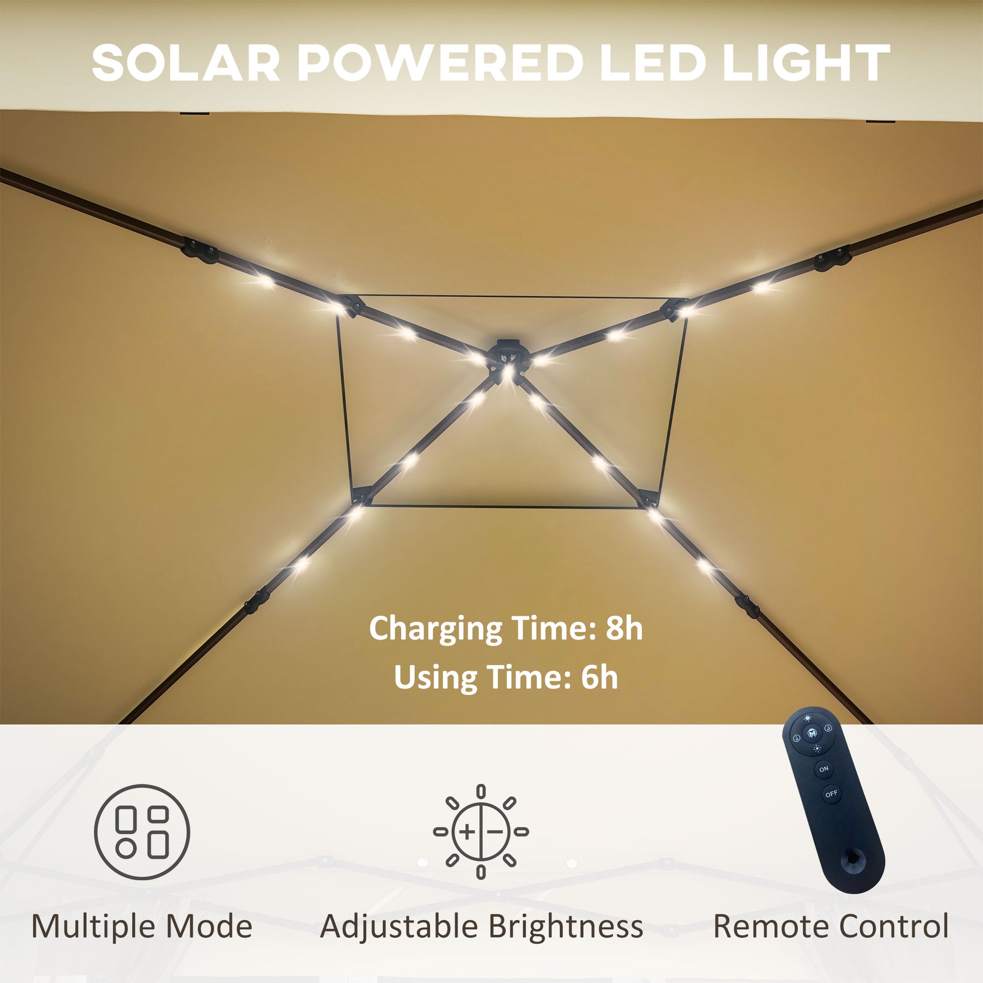 outsunny-3-x-3m-pop-up-gazebo-party-tent-with-solar-powered-led-lights-adjustable-event-shelter-with-curtain-netting-khaki