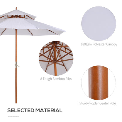 outsunny-2-7m-patio-umbrella-double-tier-garden-parasol-umbrella-outdoor-sun-umbrella-sunshade-bamboo-parasol-cream-white