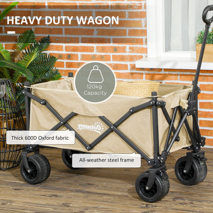 outsunny-folding-garden-trolley-outdoor-wagon-cart-with-carry-bag-for-beach-camping-festival-120kg-capacity-khaki