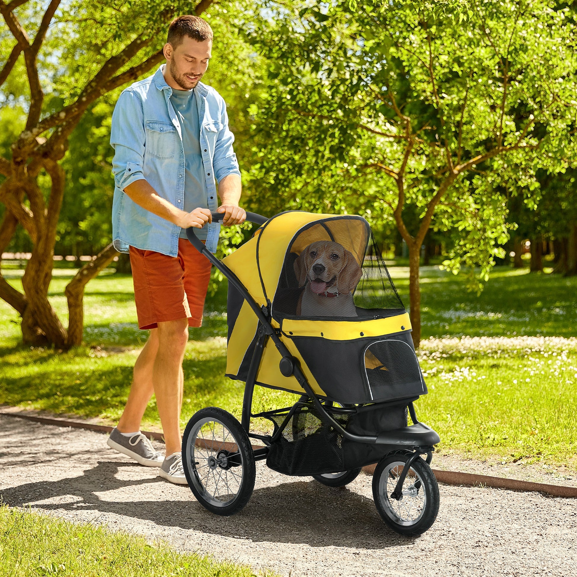 pawhut dog stroller instructions PawHut Pet Stroller Jogger for Medium, Small Dogs, Foldable Cat Pram D – GardenArch