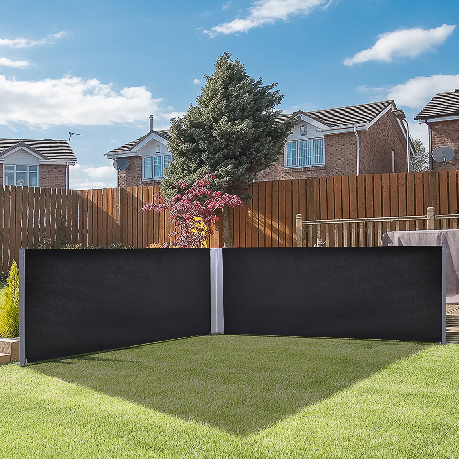 outsunny-6-x-1-6-m-double-canopy-pull-out-side-awning-sun-rain-outdoor-protection-w-steel-frame-retractable-garden-privacy-home-commercial-dark-grey