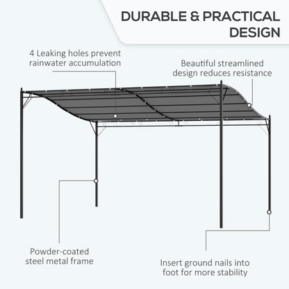 outsunny-4-x-3-meters-canopy-metal-wall-gazebo-awning-garden-marquee-shelter-door-porch-grey