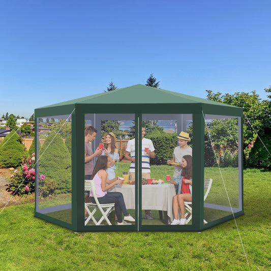 outsunny-netting-gazebo-hexagon-tent-patio-canopy-outdoor-shelter-party-activities-shade-resistant-green