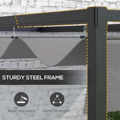 outsunny-2-x-3m-lean-to-pergola-metal-pergola-with-retractable-roof-for-grill-garden-patio-deck